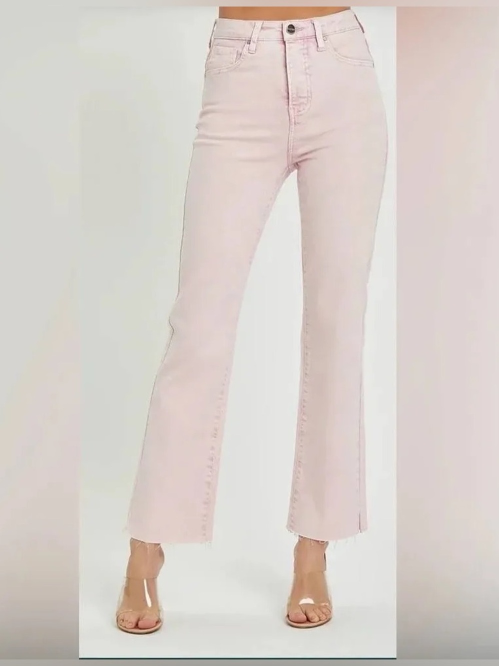 NWT Risen Tummy Control Pink Straight Leg Jeans Size 3/26